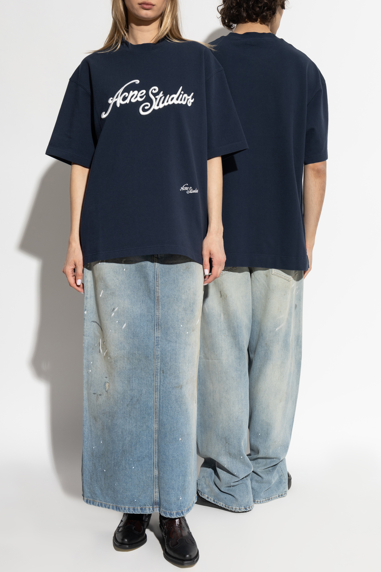 Navy blue T-shirt with logo Acne Studios - Vitkac AS